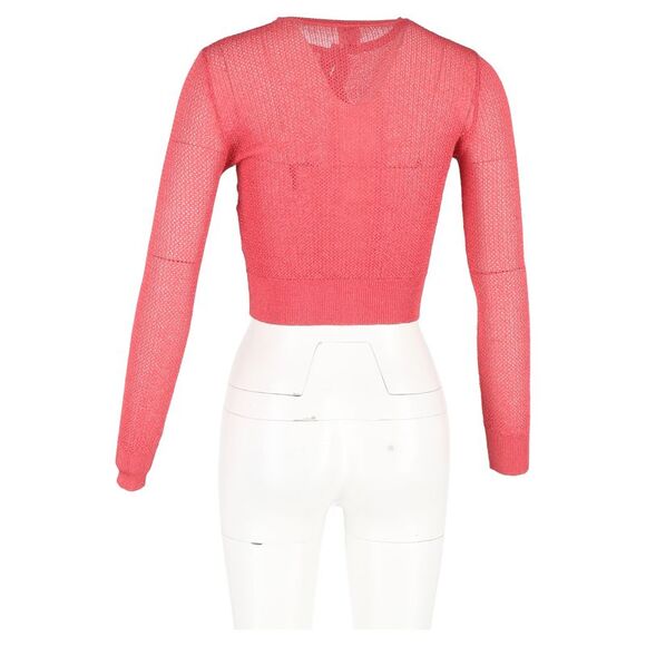 Missoni Cropped Cardigan in Pink Cotton Off-the-Shoulder Sweaters